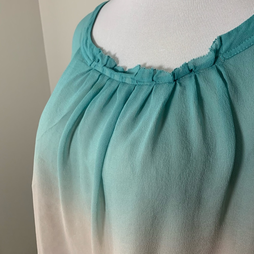 Jones New York 14w aqua, greige blouse